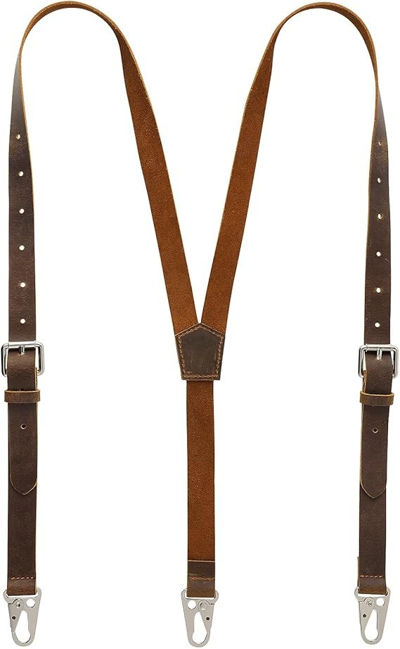 Brown Y-Design Leather Suspenders for Men by RingSun