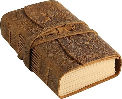 Brown 7x5 Vintage Journal with 400 Kraft Unlined Pages – Carving