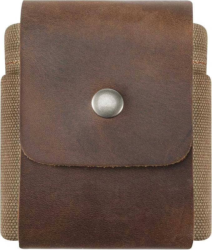 Brown Collapsible Foraging Pouch with Waxed Canvas and Belt Loop