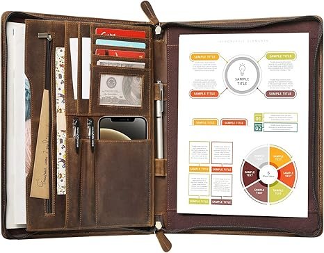 Brown A4 Zipped Organizer with Pad and Phone Slots – RS63 by RingSun